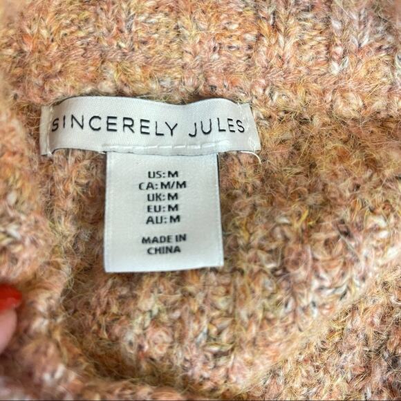 Sincerely Jules Woman's Sweater 1/4 Zip Wide Collar Medium Peach - Picture 7 of 7
